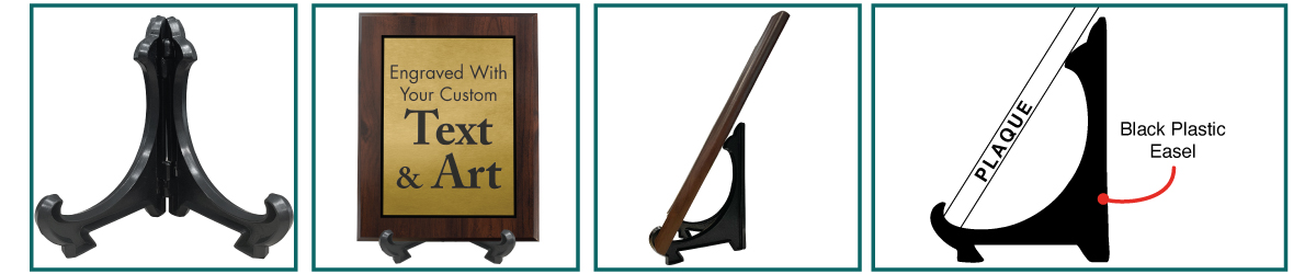 Black Easel Mounting Option Shown on with Sitting Plaque.
