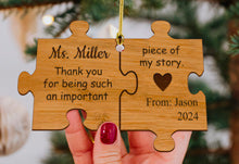 Custom Bear Christmas Decoration Personalized Wooden Bear Puzzle Ornament - Custom Family Name Christmas Decorations Family Gift Idea