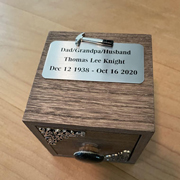 Order 688159 Review Image. Aluminum name tag attached to a beautiful memorial for a beloved dad.
