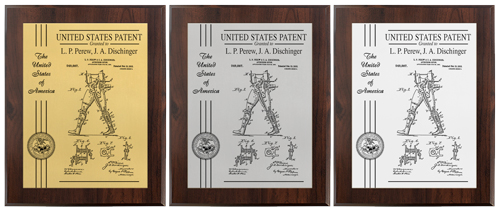 3 Colors of Patent Plaques