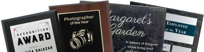 Custom Engraved and Printed Plaques with Your Text and Logo from PlaqueMaker.com