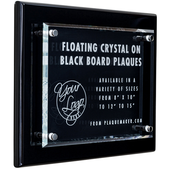 Crystal Plaque Award on Black Piano Finish Board