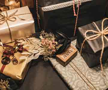 A collection of wrapped gifts