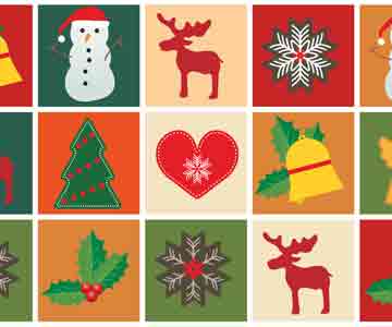 Festive grid of holiday icons