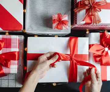 Wrapped Christmas gifts ready for celebration.