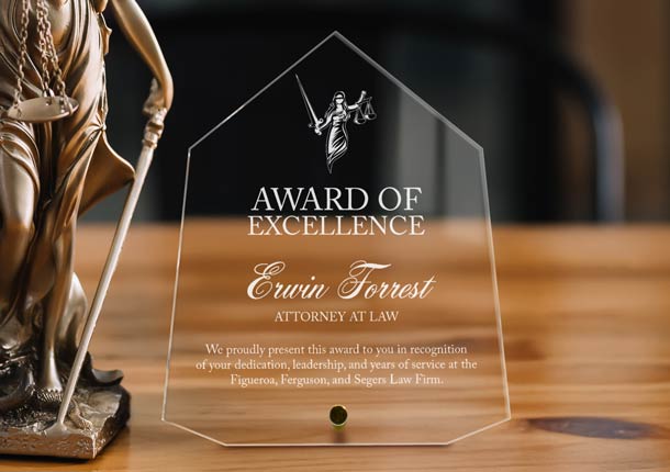 Custom Engraved Acrylic Economy Award With Gold Pin For Lawyer