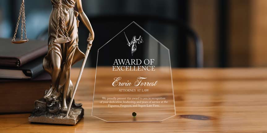 Custom Engraved Acrylic Economy Award With Gold Pin For Lawyer