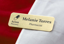 Custom Printed Aluminum Medical Name Tag On Lab Coat.