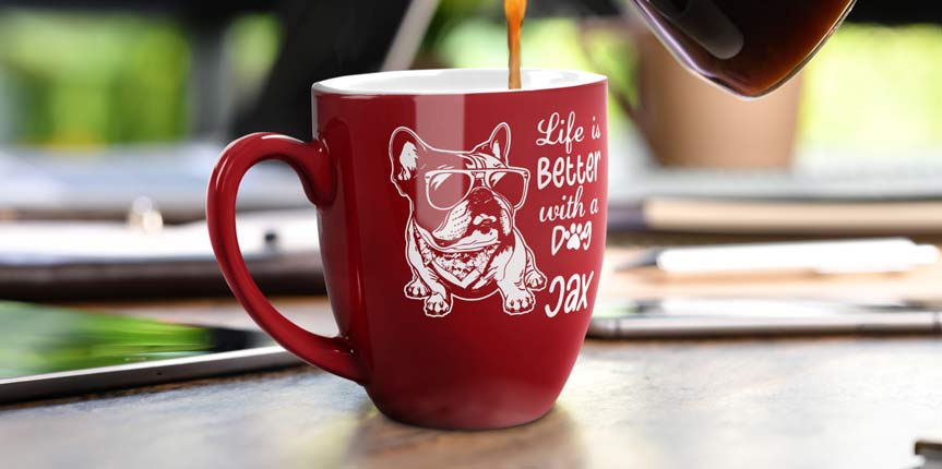 Custom Red Coffee Mug With Coffee Carafe