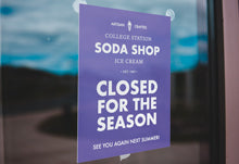 Custom Engraved Purple Plastic Outdoor Sign For Business Hours.