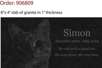 Customer Image Review for 8” x 4” Granite Cat Headstone
