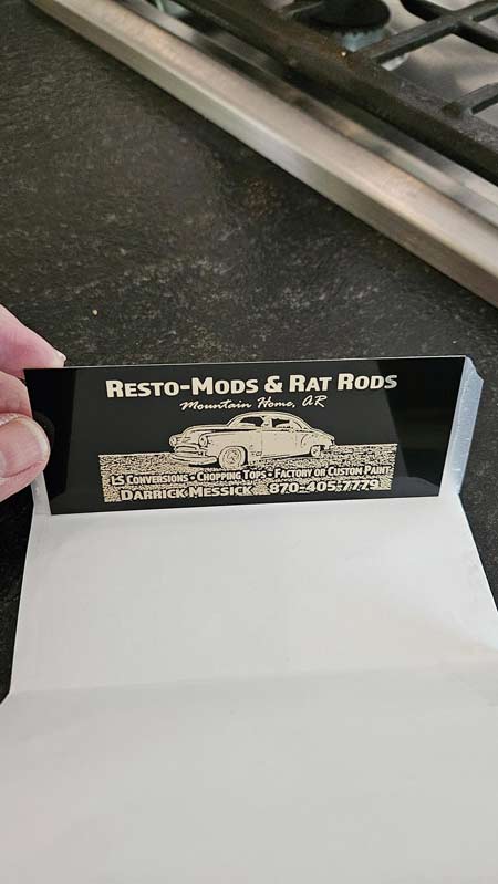 Customer Image Review for 5” x 2” Laser Engraved Aluminum Tag in Black Metal With Gold Engraving