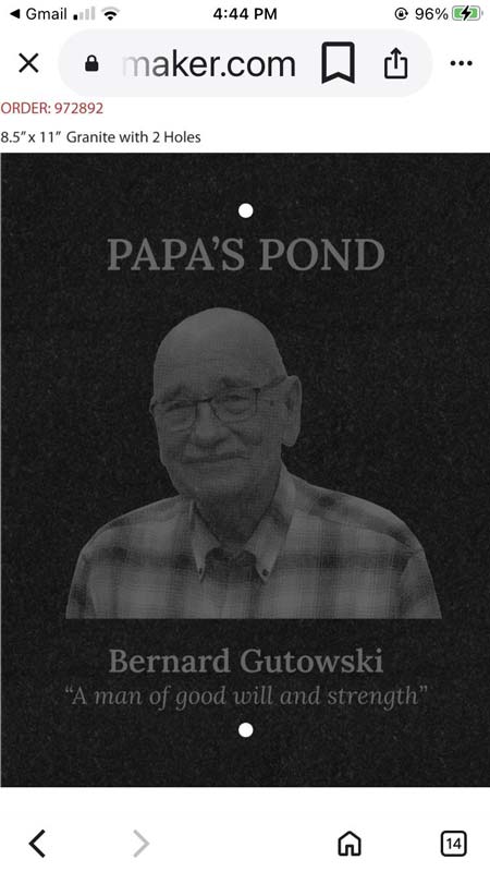 Customer Image Review for Custom Granite Plaques