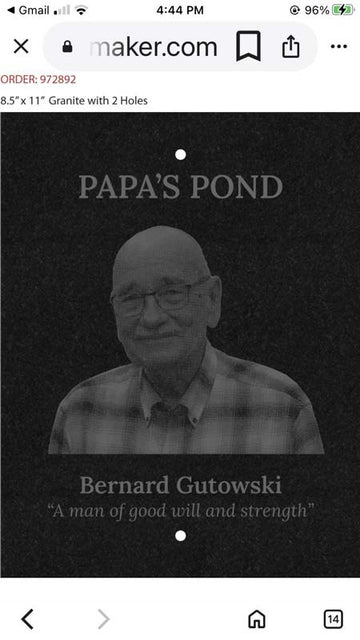 Customer Image Review for Custom Granite Plaques