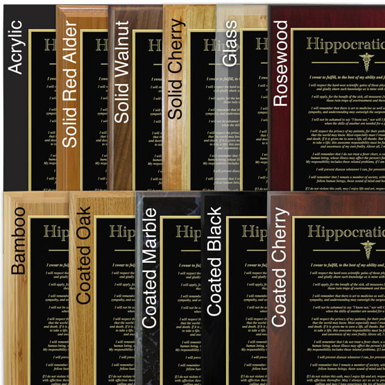 Custom Hippocratic Oath Plaque - Aluminum Plaque with Name and Message