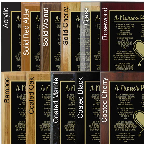 Comparison of board options with black laser metal and gold engraving
