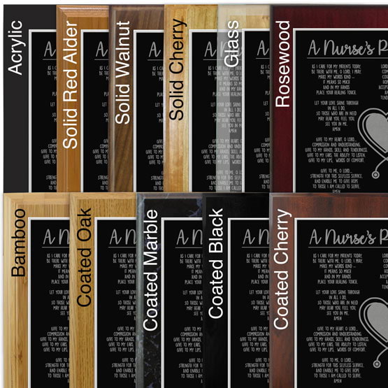 Comparison of board options with black laser metal and silver engraving
