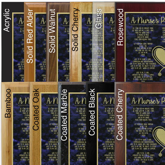 Comparison of board options with blue marble laser metal and gold engraving