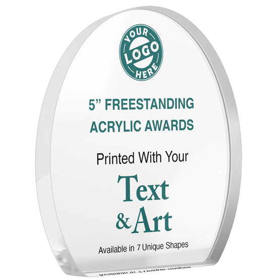 Custom Shaped Freestanding Economy Acrylic Awards with Color Printing
