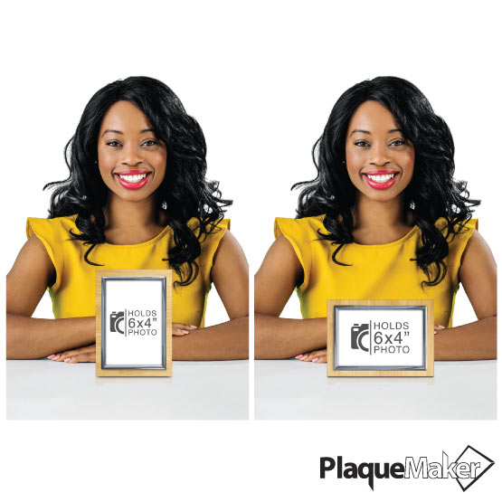 A Bamboo Trophy w/ a Photo Frame attached. Freestanding at 5” x 7”, available in Landscape or Portrait and holds a 4” x 6” photo