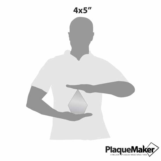 Size Guide With Blank Figure Holding Custom Pinnacle Shaped Award With A Freestanding Design