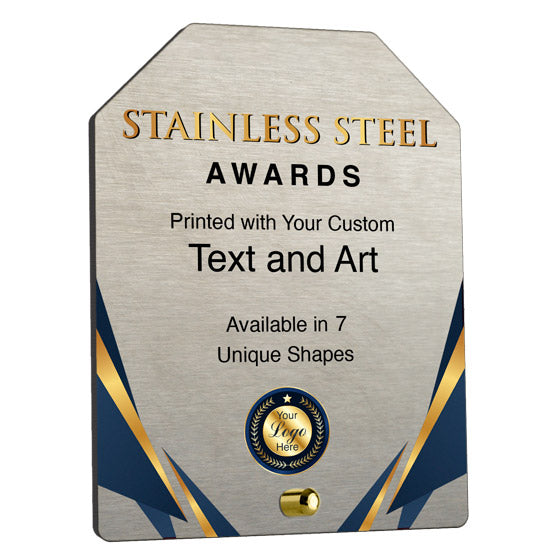 Custom Shaped Stainless Steel Awards - Economy Awards with Color Printing
