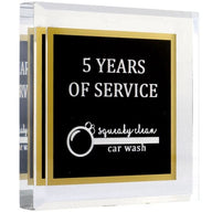 Custom Acrylic Paperweights - Black or Blue with Gold Border and Beveled Edge - Black