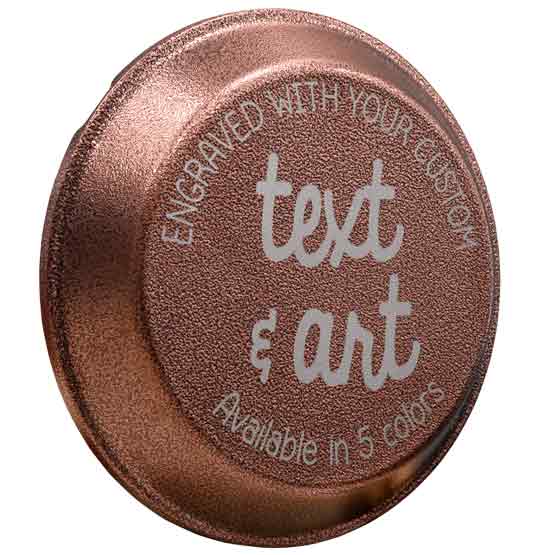 Custom Nine Inch Aluminum Pie Pan With Copper Lid Showing Customization Options For Artwork And Text
