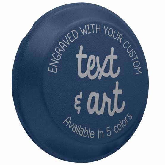 Custom Nine Inch Aluminum Pie Pan With Navy Blue Lid Showing Customization Options For Text And Artwork