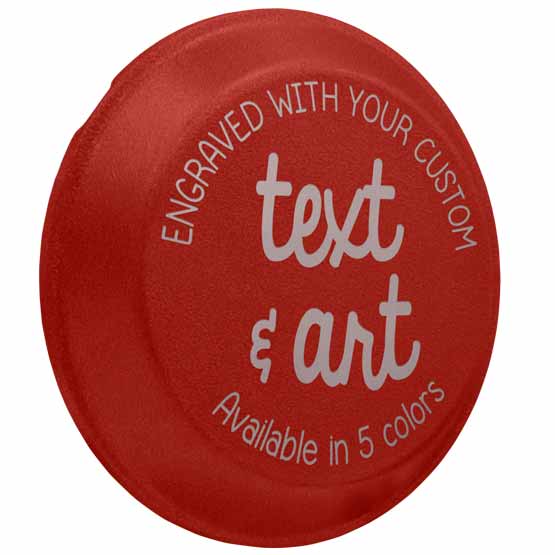 Custom Nine Inch Aluminum Pie Pan With Red Lid Showing Customization Options For Text And Art Against White Background