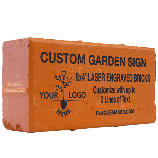 A red paver brick with customizable laser engraved text and a placeholder artwork, shown on a plain white background.