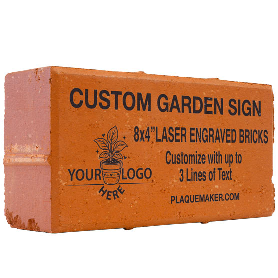 A red paver brick with customizable laser engraved text and a placeholder artwork, shown on a plain white background.