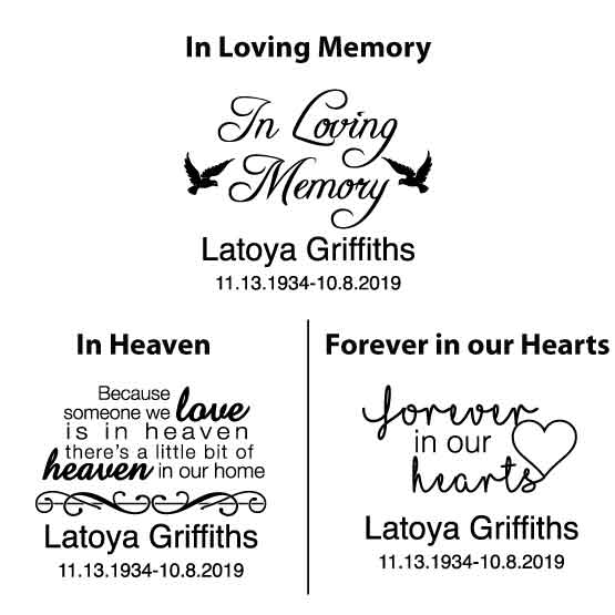 Sample Memorial Messages Featuring In Loving Memory Or In Heaven Or Forever In Our Hearts For Circle Glass Christmas Ornament