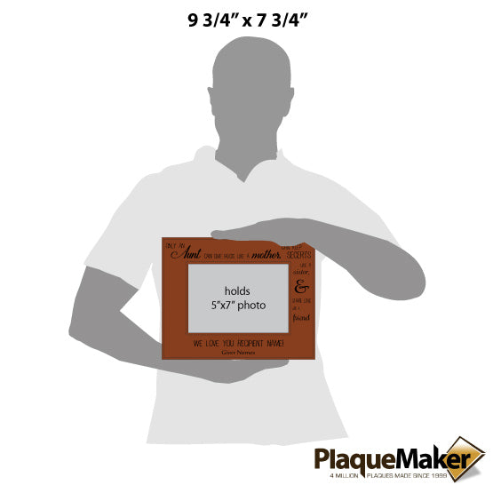 Size Guide With Blank Figure Holding Custom Rawhide Faux Leather Picture Frame Laser Engraved With Sweet Aunt Message 