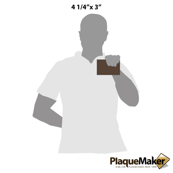 Size Guide With Blank Figure Holding Custom Dark Brown Faux Leather Keychain Wallet ID Holder Against A White Background