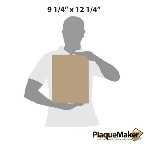 Size Guide With Blank Figure Holding Custom Light Brown Faux Leather Notebook Against A White Background