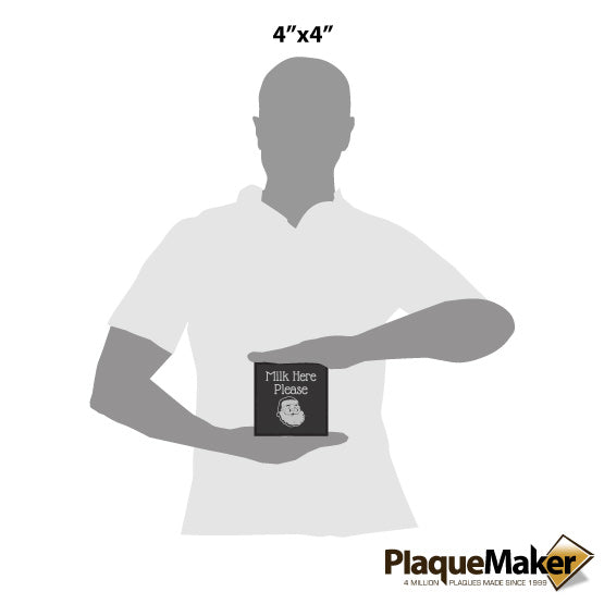 Size Guide With Blank Figure Holding Custom Slate Stone Square Coaster Printed With Milk Here Please And Santa Face Art