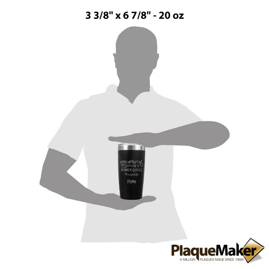 Size Guide With Blank Figure Holding Black Coffee Tumbler Engraved With Nurse Life Message And Coffee Cup Art