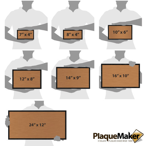 Size Guide Featuring 7 Available Sizes in Custom Copper Headstones.