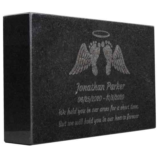 Custom Hold You in our Hearts Forever Infant Headstones. Engraved with your loved one's information