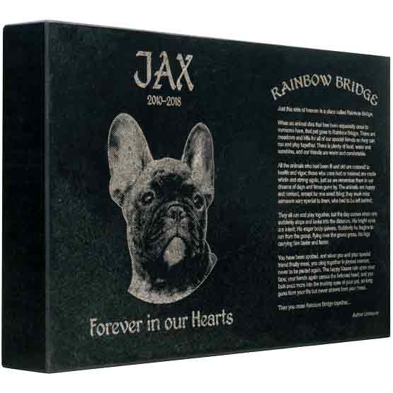 Custom Rainbow Bridge Headstone, Rainbow Bridge Memorial. Engraved with your message and art or picture.
