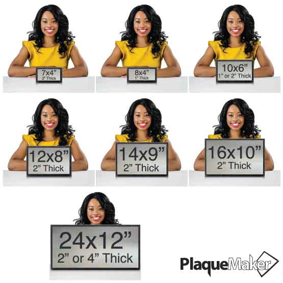 Size Guide Featuring 7 Available Sizes of Stainless Steel Headstones.