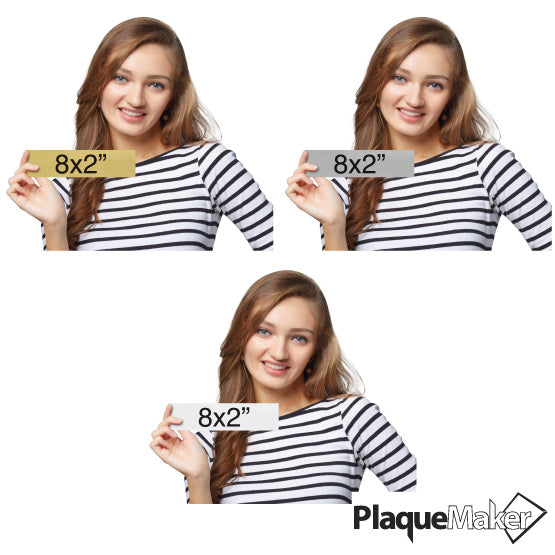 Size Guide Featuring The 3 Available Colors Of Metal For Ships Today Name Plates.