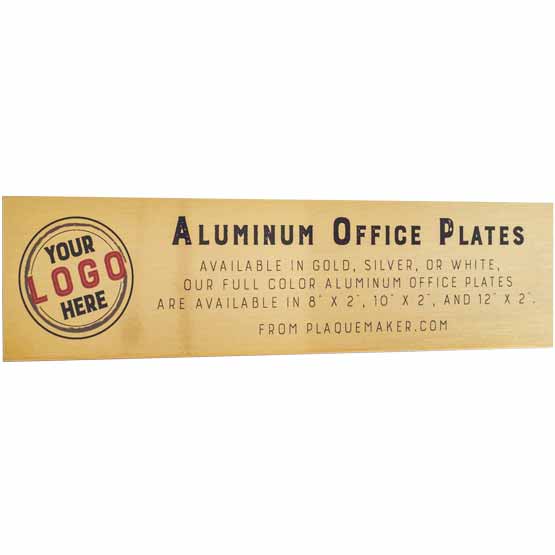 Custom Name Plate - Full Color Aluminum Office Name Plate. Printed with your name, title, and logo.