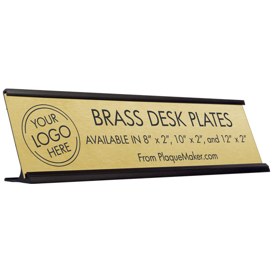 Custom Desk Plate - Brass Desk Name Plaque, Engraved Desk Plate. Engraved with your name, title, and logo.