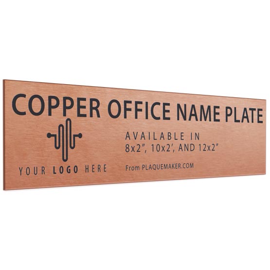 Custom Name Plate - Copper Office Name Plate, Engraved Name Plate. Engraved with your name, title, and logo.