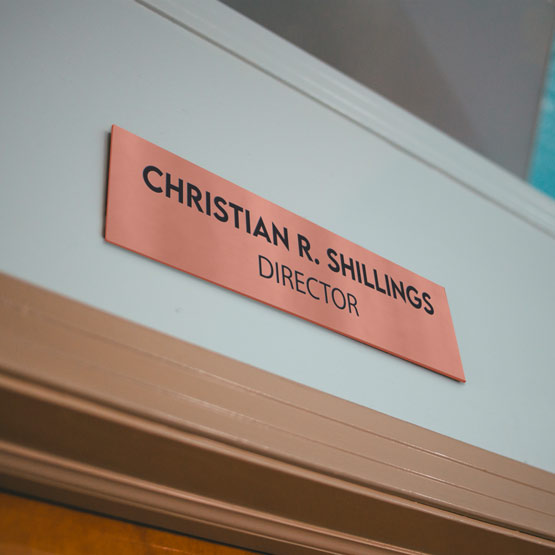 Custom Copper Office Name Plate For Office Above Door.