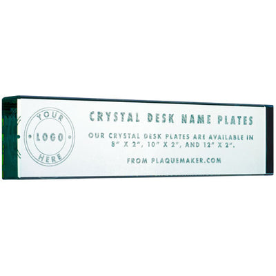 Custom Desk Plate - Engraved Glass Desk Name Plate with Logo