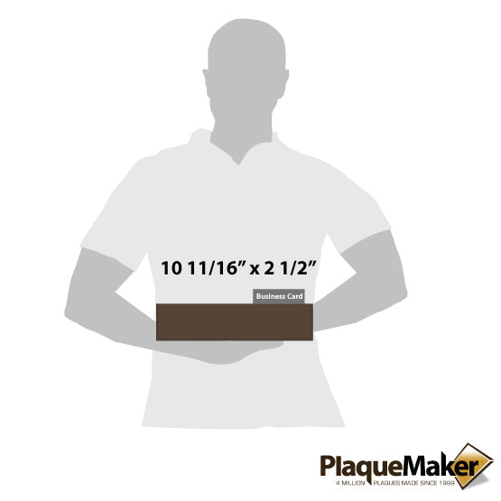 Size Guide With Blank Figure Holding Dark Brown Faux Leather Desk Wedge With Card Slot Against White Background