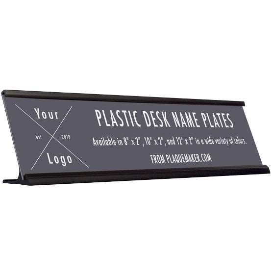 Custom Desk Plate - Plastic Desk Name Plaque, Engraved Desk Plate. Engraved with your name, title, and logo.